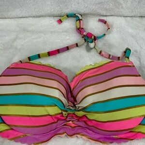 Victoria's Secret Pink and White Bikini Top Size 36D